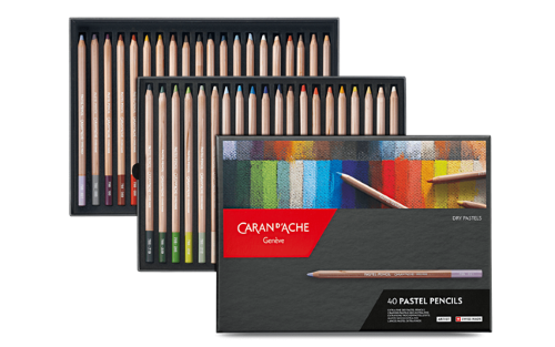 Caran d'Ache Pastel Pencils Set of 40 in vibrant colors, perfect for artists seeking quality and creative expression.