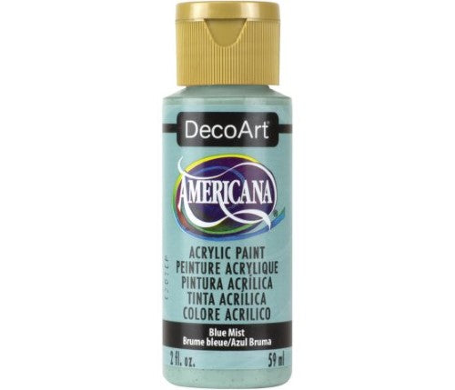 Decoart Americana Acrylic in 2oz Blue Mist offers vibrant, smooth application for various artistic projects and decor enhancements.