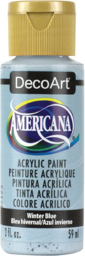 Decoart Americana Acrylic paint in Winter Blue, a versatile 2oz acrylic for vibrant art and crafts with a matte finish.