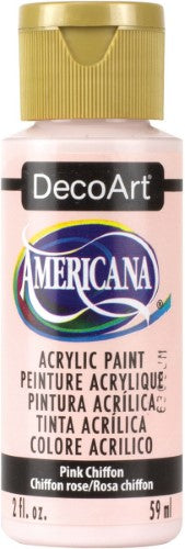 DecoArt Americana Acrylic paint in vibrant PINK CHIFFON, ideal for crafting and versatile application on various surfaces.