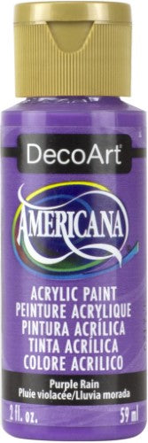 DecoArt Americana 2oz Purple Rain acrylic paint, vibrant purple color for versatile crafting and artistic projects.