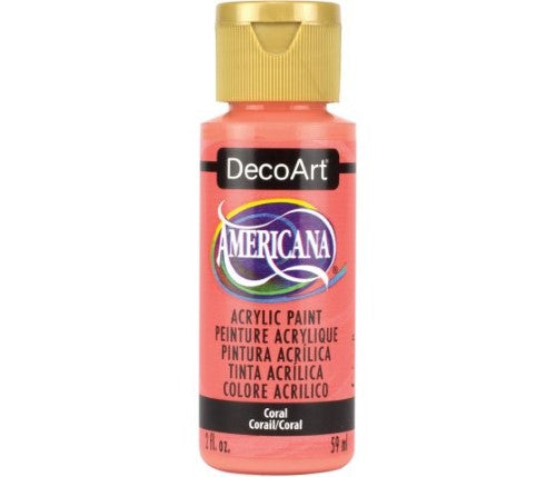 Vibrant 2oz Coral acrylic paint by DecoArt, perfect for artists and crafters, offering durable matte finish and easy blending.