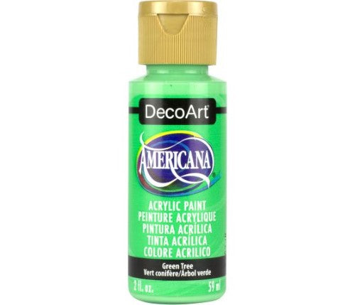 Decoart Americana 2oz acrylic paint in GREEN TREE, ideal for vibrant landscapes and home decor projects.