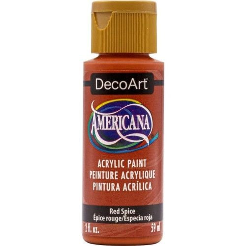 Vibrant RED SPICE acrylic paint in 2oz bottle; ideal for diverse projects with excellent coverage and smooth finish.