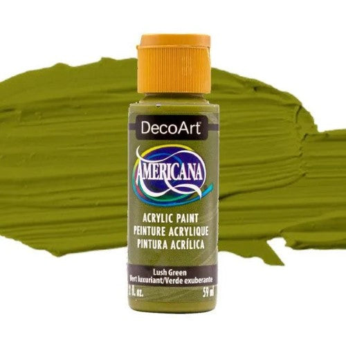 Vibrant 2oz Lush Green acrylic paint for versatile artistic projects, offering smooth consistency and excellent coverage.