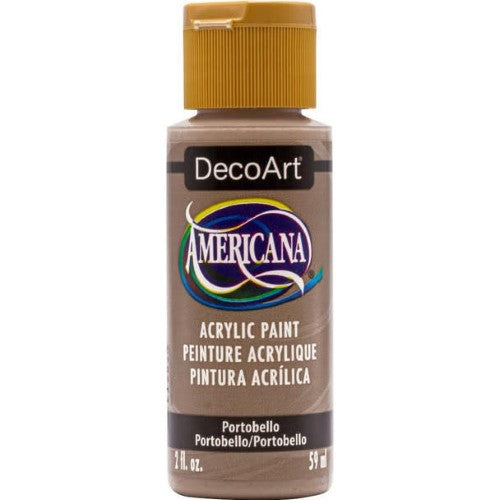 Decoart Americana Acrylic 2oz in Portobello, rich color, ideal for various surfaces and easy blending for creative projects.