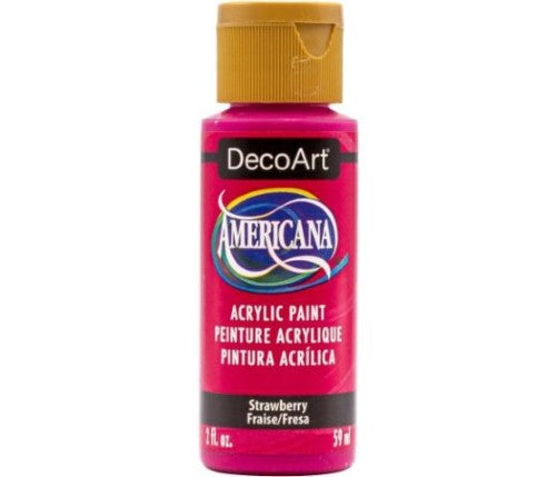 Decoart Americana Acrylic paint in vibrant Strawberry, ideal for art projects with rich coverage and matte finish.