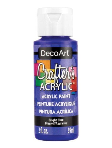 DecoArt Bright Blue acrylic paint in 59ml, perfect for vibrant DIY art and craft projects with excellent blendability.
