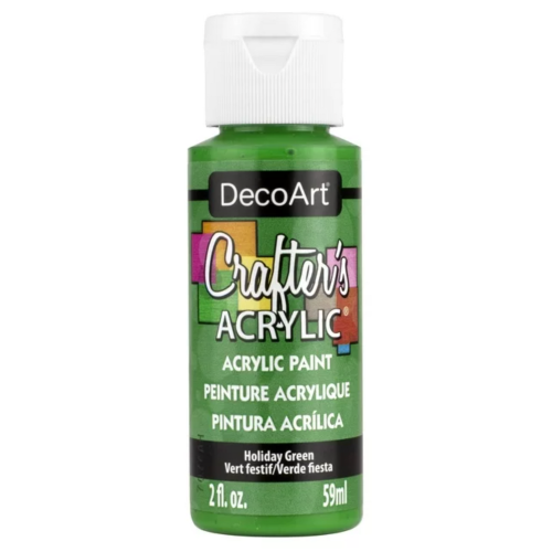 Decoart Crafter's Acrylic Paint in HOLIDAY GREEN, 59ml bottle, perfect for versatile crafting on various surfaces.