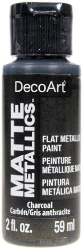 Decoart Matte Metallic Paint in Charcoal, 59ml - adds a sophisticated matte metallic finish for art and DIY projects.