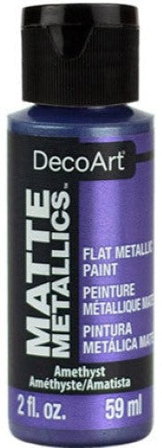 Decoart Amethyst Matte Metallic Paint in 59ml bottle, ideal for chic decor and craft projects with a low-sheen finish.
