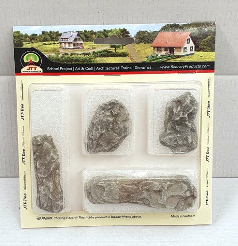 Four detailed rocky surfaces for enhancing model railways and dioramas with realistic textures and colors.