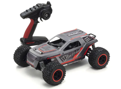 High-performance 1/10 scale RC car in green and red, featuring 4WD, durable chassis, and robust suspension for off-road adventures.