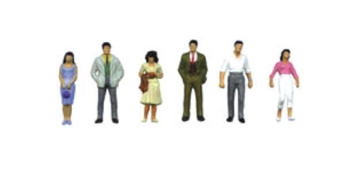 Set of 6 hand-painted city figures for HO/OO scale models, perfect for enhancing urban dioramas and scenic displays.