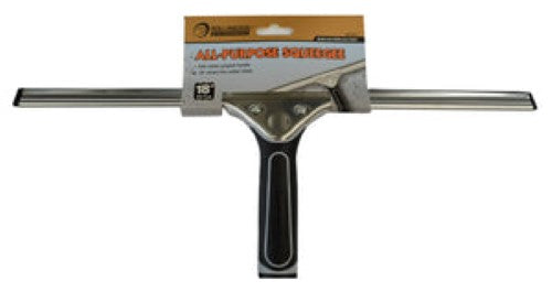 Window squeegee with 450mm blade, extension pole, and thread rolling dog for streak-free cleaning of large glass surfaces.