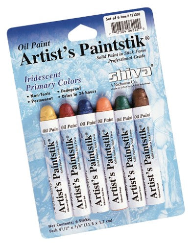 Shiva Oilstiks Iridescent Set of 6 featuring vibrant colors for smooth application and artistic detail enhancement.