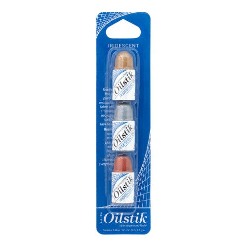 Shiva Oilstiks Mini Metallics Set of 3 featuring iridescent gold, copper, and silver for vibrant artistic expression.