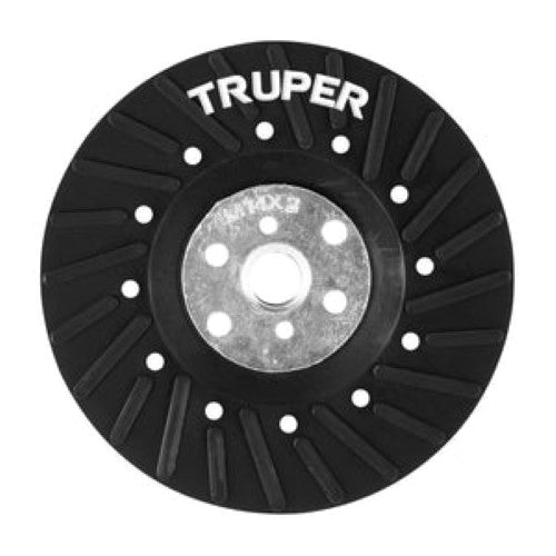 Rubber backing pad for sanding discs, 115mm, M14, durable with cooling channels for efficient sanding performance.