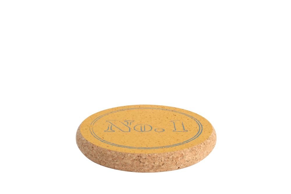 Ochre cork pot stand, 150mm diameter, eco-friendly base for indoor and outdoor plants, adds warmth to decor.