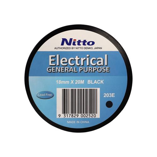 Nitto 203E Electrical Tape 18mm x 20m Black - Pack of 10 Rolls
