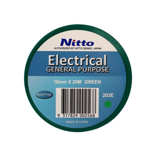 Nitto 203E Electrical Tape 18mm x 20m Green - Pack of 10 Rolls