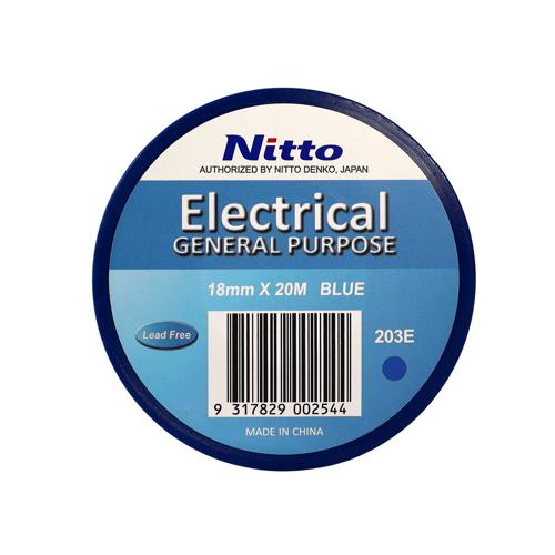 Nitto 203E Electrical Tape 18mm x 20m Blue - Pack of 10 Rolls