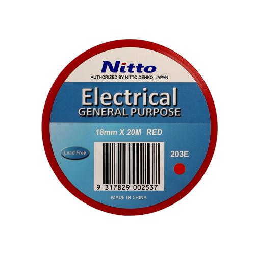 Nitto 203E Electrical Tape 18mm x 20m Red - Pack of 10 Rolls
