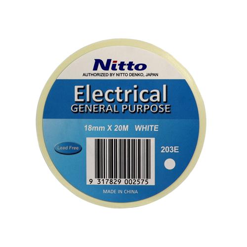 Nitto 203E Electrical Tape 18mm x 20m White - Pack of 10 Rolls