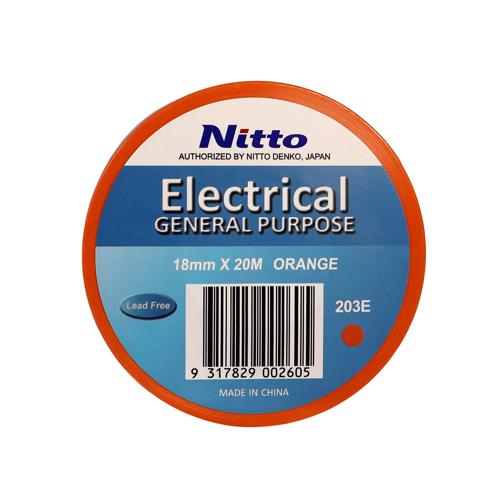 Nitto 203E Electrical Tape 18mm x 20m Orange - Pack of 10 Rolls