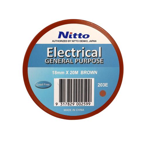 Nitto 203E Electrical Tape 18mm x 20m Brown - Pack of 10 Rolls
