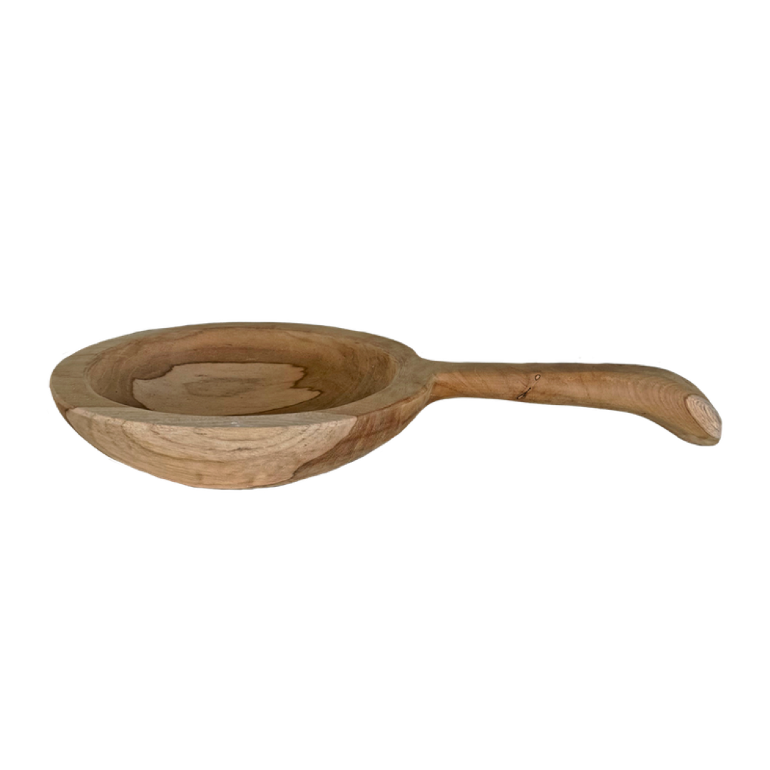 Tapas Bowl w/ Handle - Organic Teak Natural (35cm)