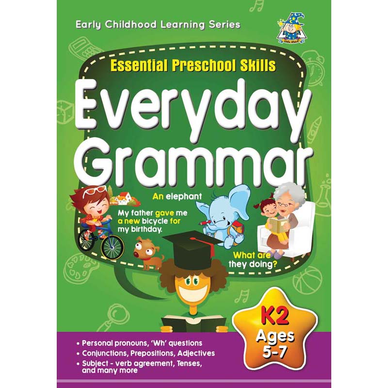 Pack of 10 Greenhill Activity Books for 5-7 year olds, featuring engaging everyday grammar exercises for young learners.