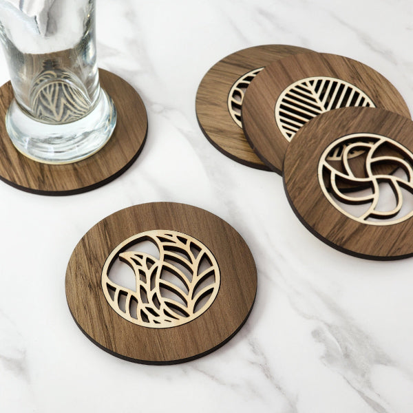 Unique 10cm River Rimu coaster showcasing reclaimed wood's natural colors and grain patterns, perfect for home decor.