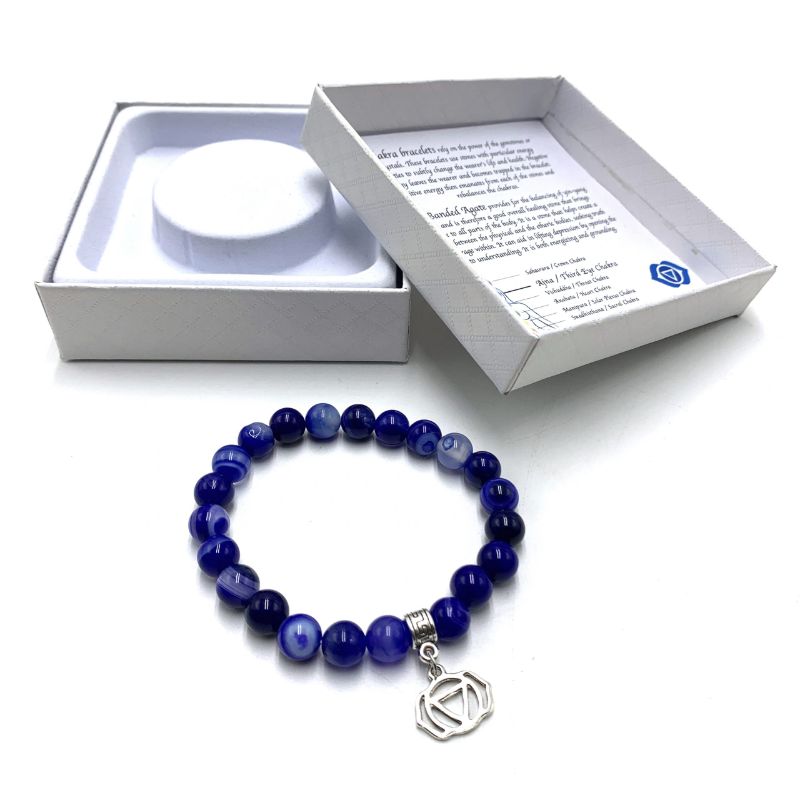Bracelet - Blue Banded Agate Third Eye Chakra (7cm)