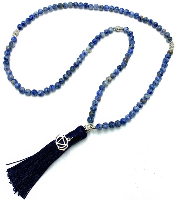 Mala Beads - Sodalite with Third Eye Chakra Charm (70cm)