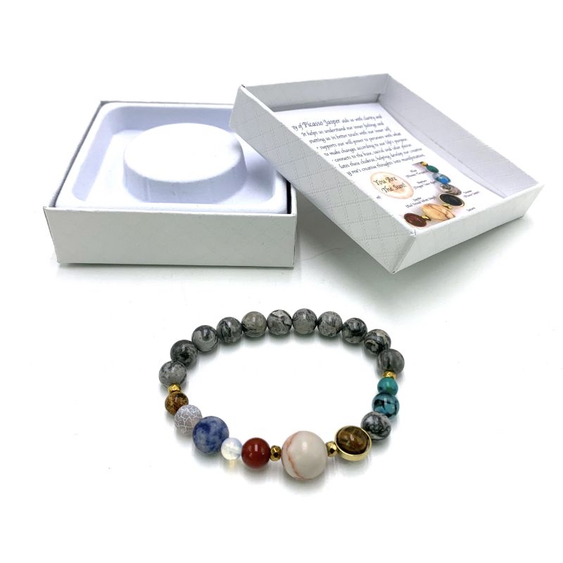 Bracelet - Grey Picasso Jasper Solar System (7cm)