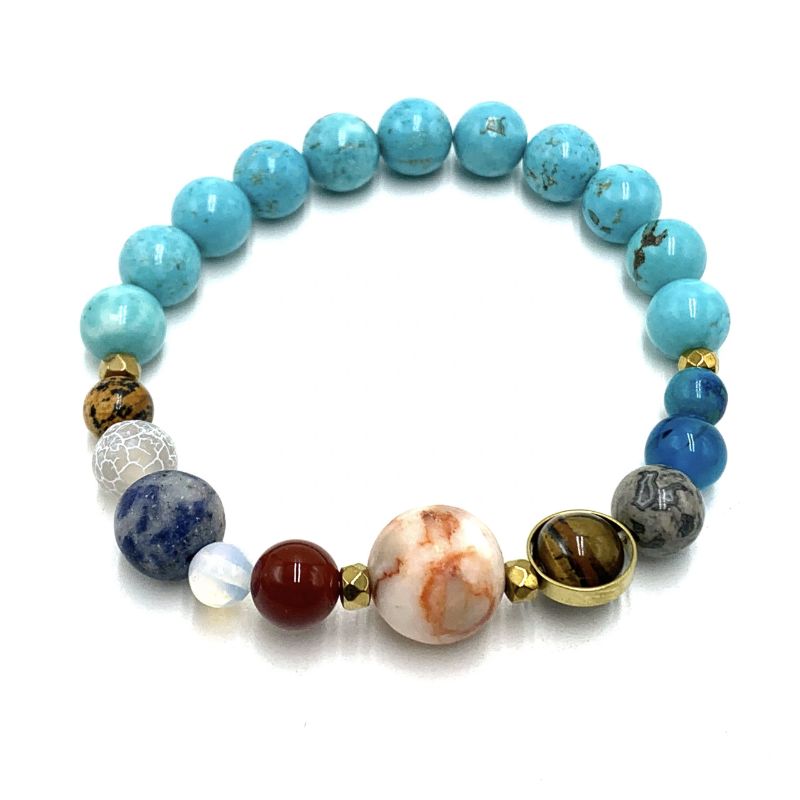Bracelet - Turquoise Howlite Solar System (7cm)