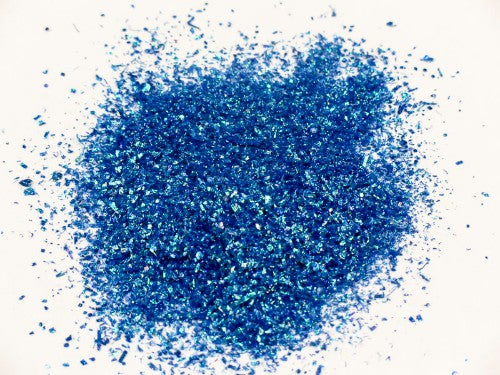 Vibrant blue confetti glitter in a 500ml jar, perfect for crafting and adding sparkle to DIY projects.