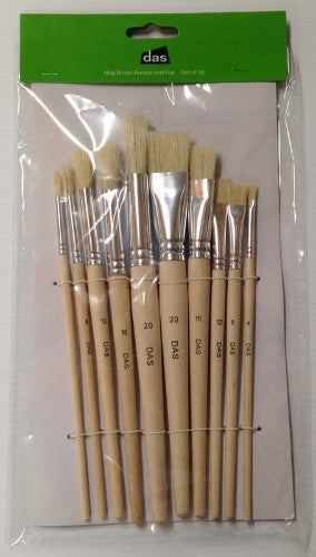 Set of 10 premium assorted artist brushes for versatile painting in various mediums, featuring comfortable grips for precise control.