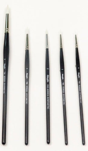 Haydn S700r Brush No.00 with white Taklon bristles for precision in watercolor, acrylic, and oil painting.