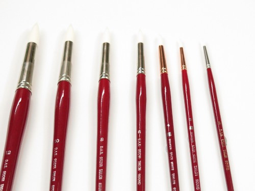 Artist Brush S9501, round #4, made of white Taklon, ideal for precise detail in watercolor and acrylic painting.