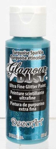 Glamour Dust 2oz Turquoise Sparkle, ultra-fine glitter paint for vibrant metallic shine in arts and crafts projects.