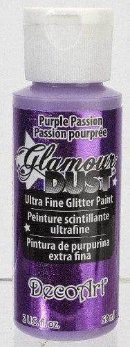 Glamour Dust 2oz Purple Passion glitter paint, ultra-fine, deep purple, ideal for crafts and home decor with stunning shimmer.