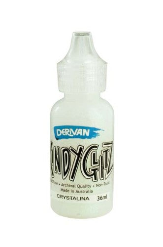 Five 36ml bottles of iridescent Derivan Kindy Glitz glitter glue, perfect for adding sparkle to crafts and art projects.
