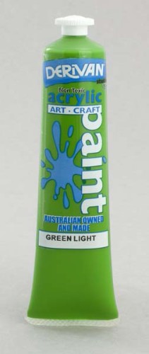 Vibrant 75ml Green Light acrylic paint by Derivan, ideal for artists, featuring smooth application and quick-drying properties.