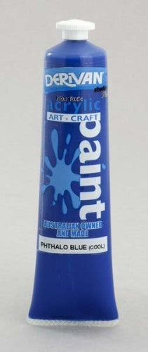 75ml Derivan Acrylic Paint in Phthalo Blue (Cool) for vibrant color mixing and artistic versatility.