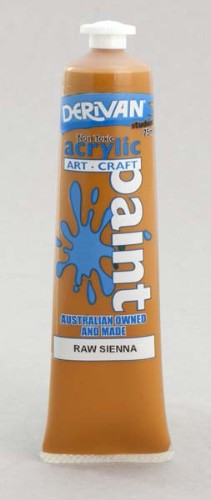 Derivan Stu 75ml Raw Sienna Acrylic Paint, ideal for vibrant color mixing and versatile artistic techniques.