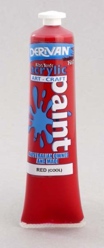 Vibrant 75ml Derivan Stu Acrylic Paint in Cool Red, ideal for artists and DIY projects with smooth application.
