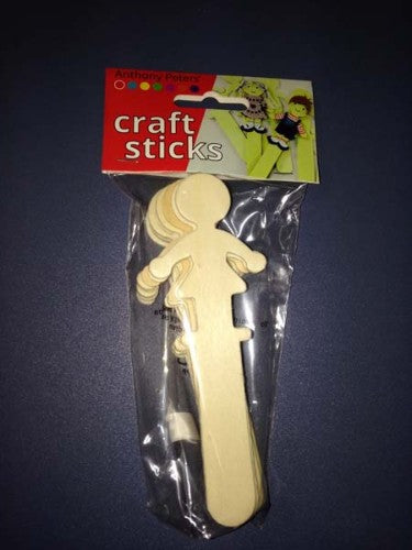 Pack of 10 wooden People Sticks with unique designs, perfect for DIY projects and creative crafting.