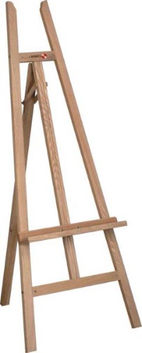 Wooden display easel for artists, 162 cm tall, supports canvases up to 48cm x 60cm, ideal for studio and outdoor use.